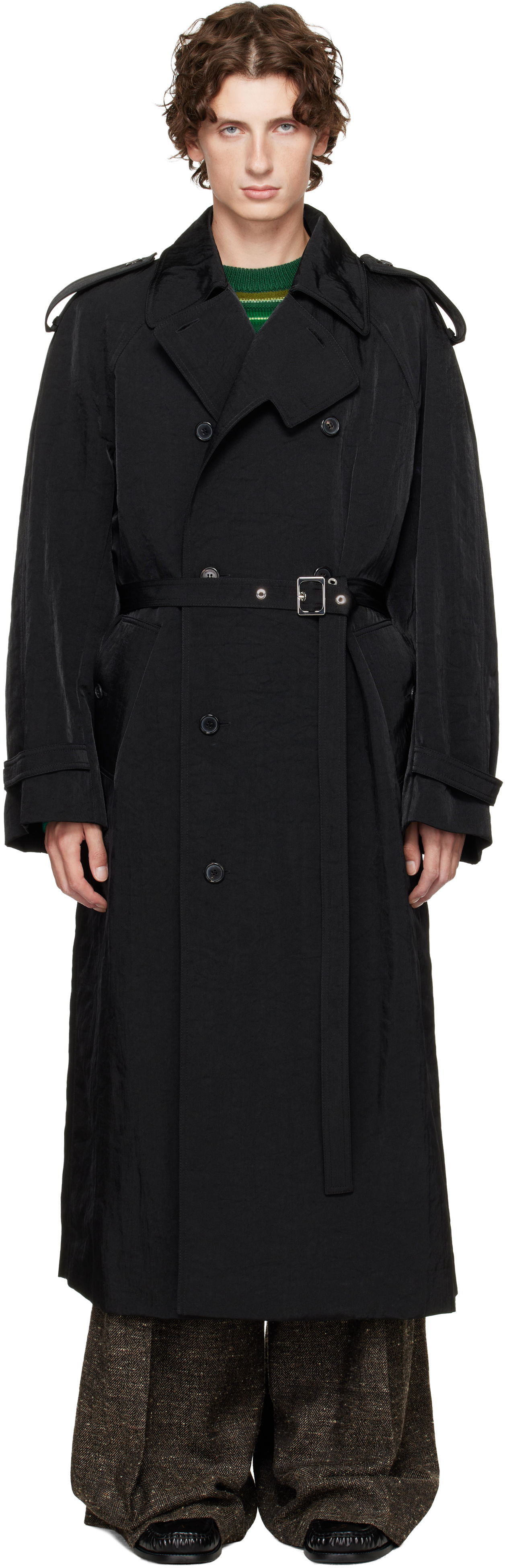 Тренчкот JW Anderson JW Anderson Double-Breasted Trench Coat Черно | CO0338-PG1818, 0