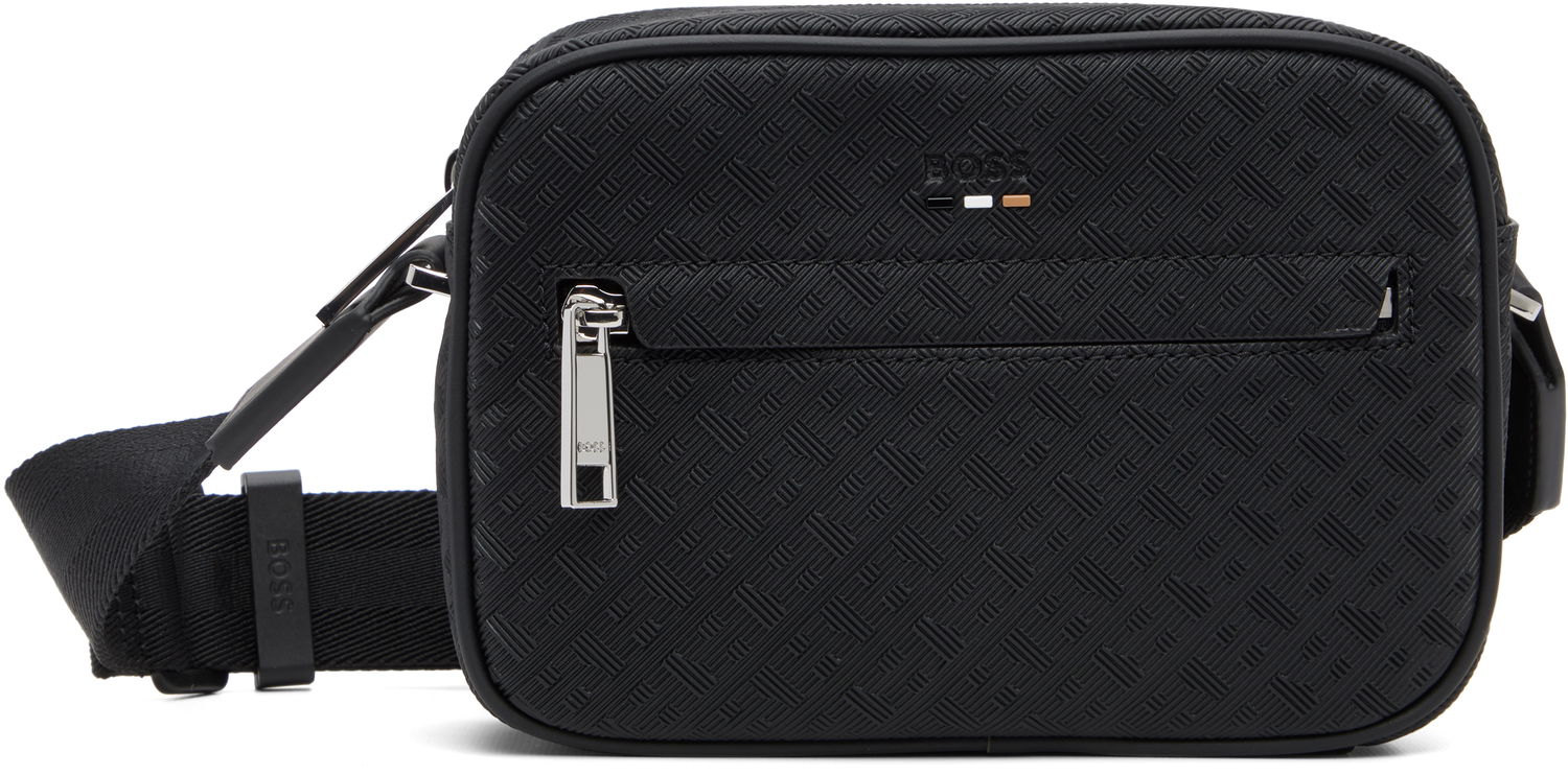 Чанта през рамо BOSS Embossed Geometric Pattern Crossbody Bag Черно | 50548071, 0