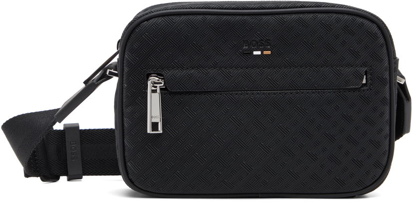 Чанта през рамо BOSS Embossed Geometric Pattern Crossbody Bag Черно | 50548071