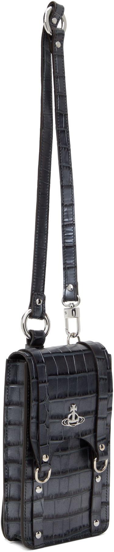 Чанта през рамо Vivienne Westwood Vivienne Westwood Mini Max Crossbody Croc-Embossed Pouch Сиво | 5801000DU-L00A2-, 1