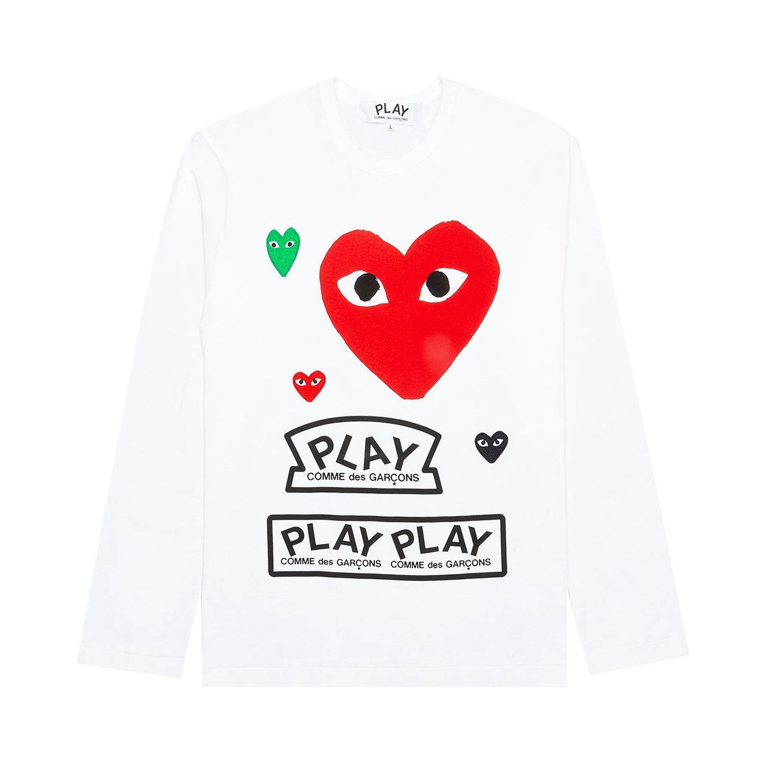 Тениска Comme des Garçons PLAY Multi Logo Long-Sleeve T-Shirt Бяло | AZ T284 051 1, 1