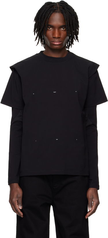 Тениска HELIOT EMIL HELIOT EMIL Outline Logo Layered T-Shirt Черно | PRESS25_M_09_089_BLK01_CO, 0