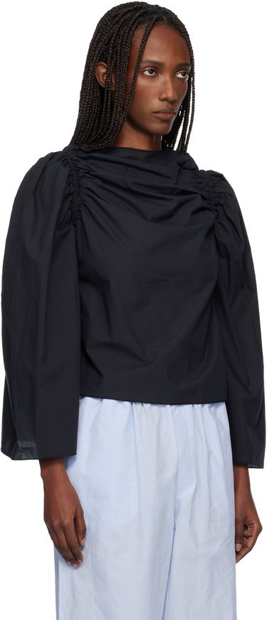 Риза Baserange Simmon Ruched Puff-Sleeve Blouse Черно | TSSI-PO-WI25, 1
