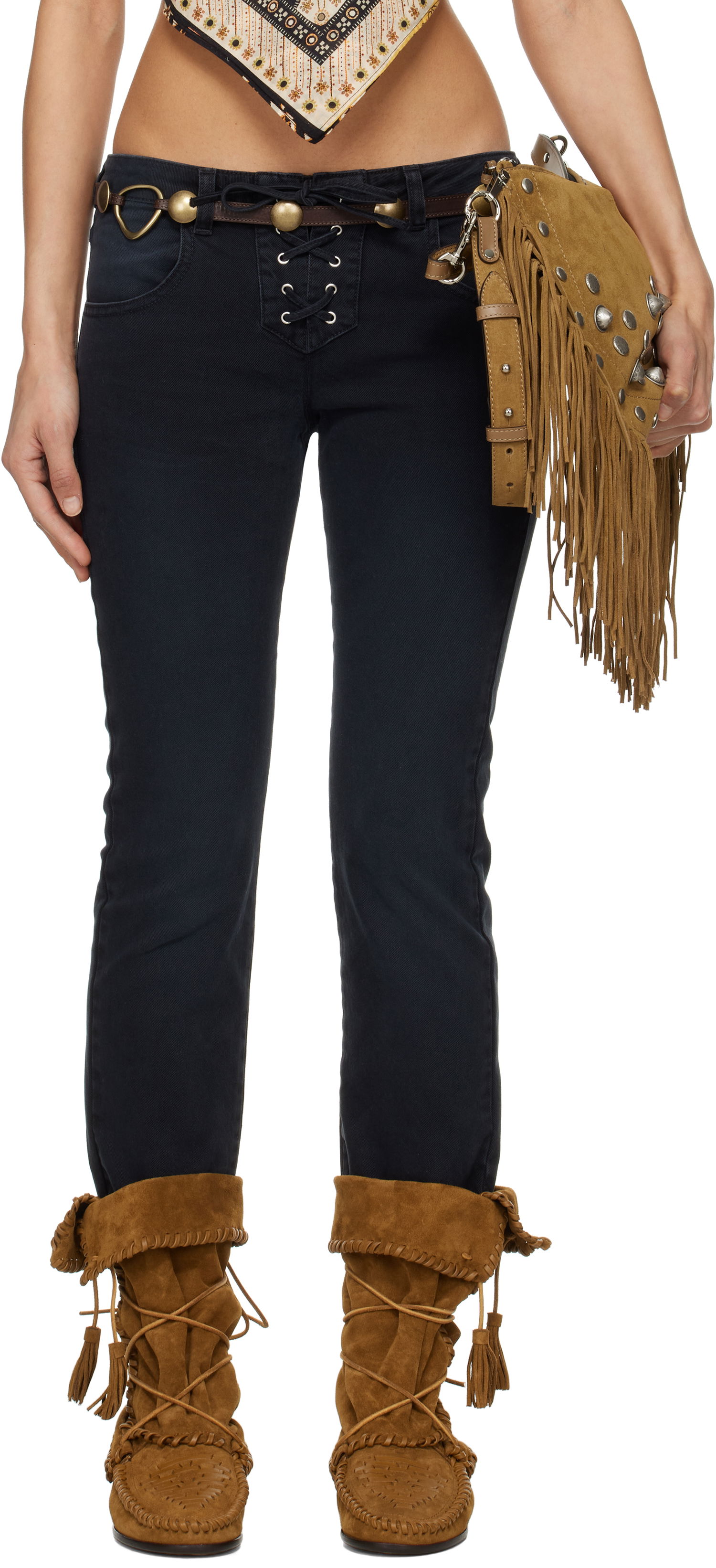 Дънки ISABEL MARANT Isabel Marant Vanel Lace-Up Jeans Черно | PA0544FB-C2H02I, 0