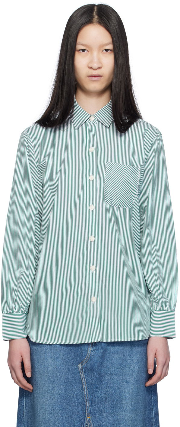 Риза rag & bone Rag & Bone Maxine Striped Shirt Зелено | WAW23SA041ZE41, 0