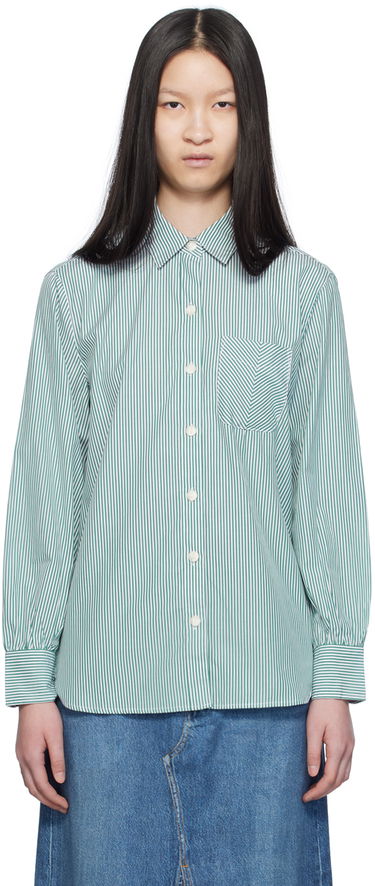 Риза rag & bone Rag & Bone Maxine Striped Shirt Зелено | WAW23SA041ZE41, 0