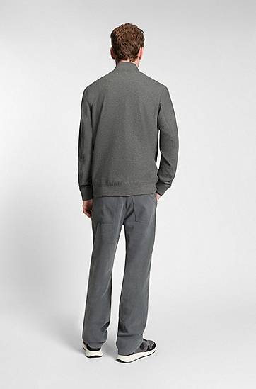 Яке бомбър BOSS Slim-fit bomber jacket in brushed stretch flannel Сиво | 50551538, 1