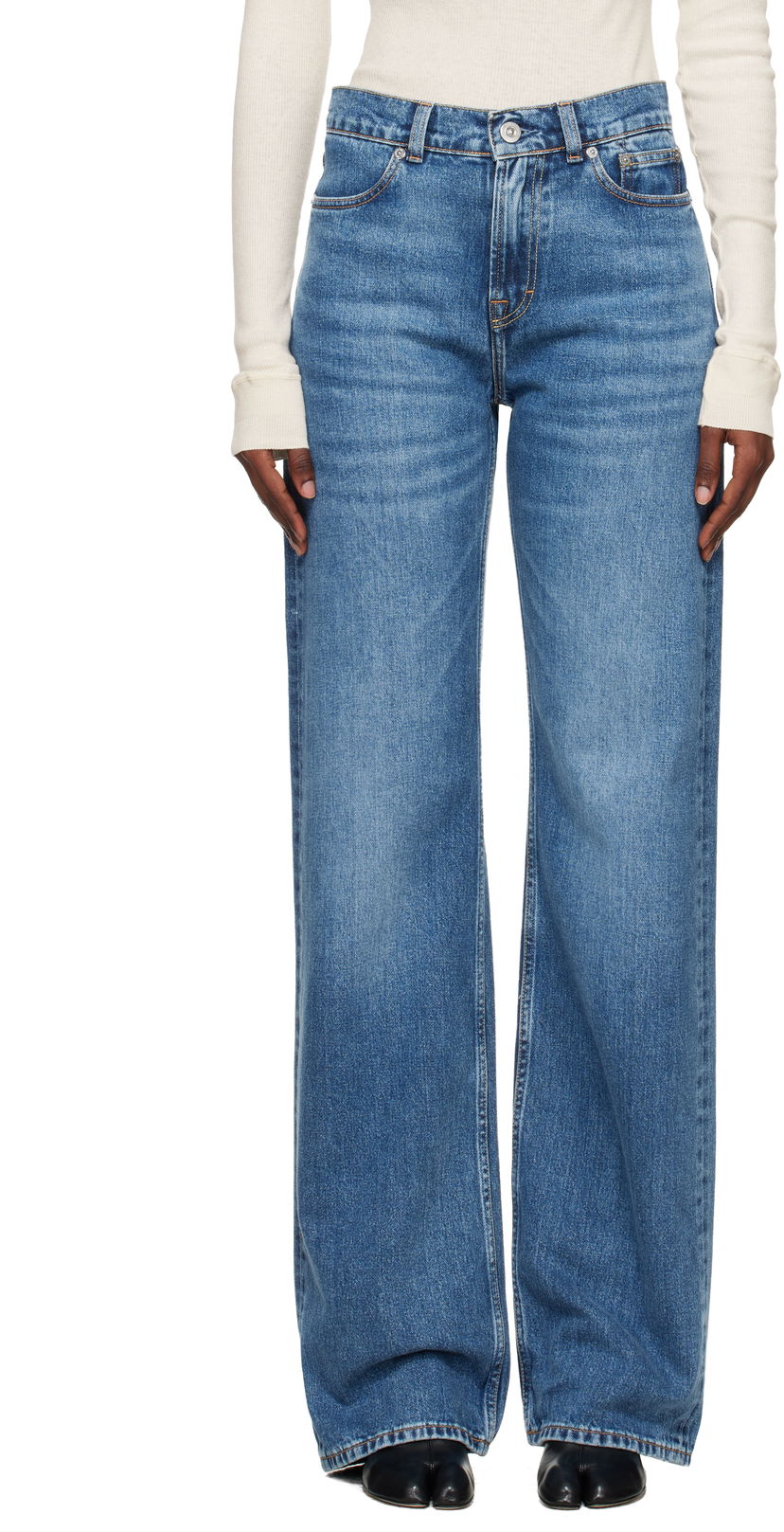 Дънки OUR LEGACY Wata Cut Wide-Leg Jeans Синьо | W4255FR