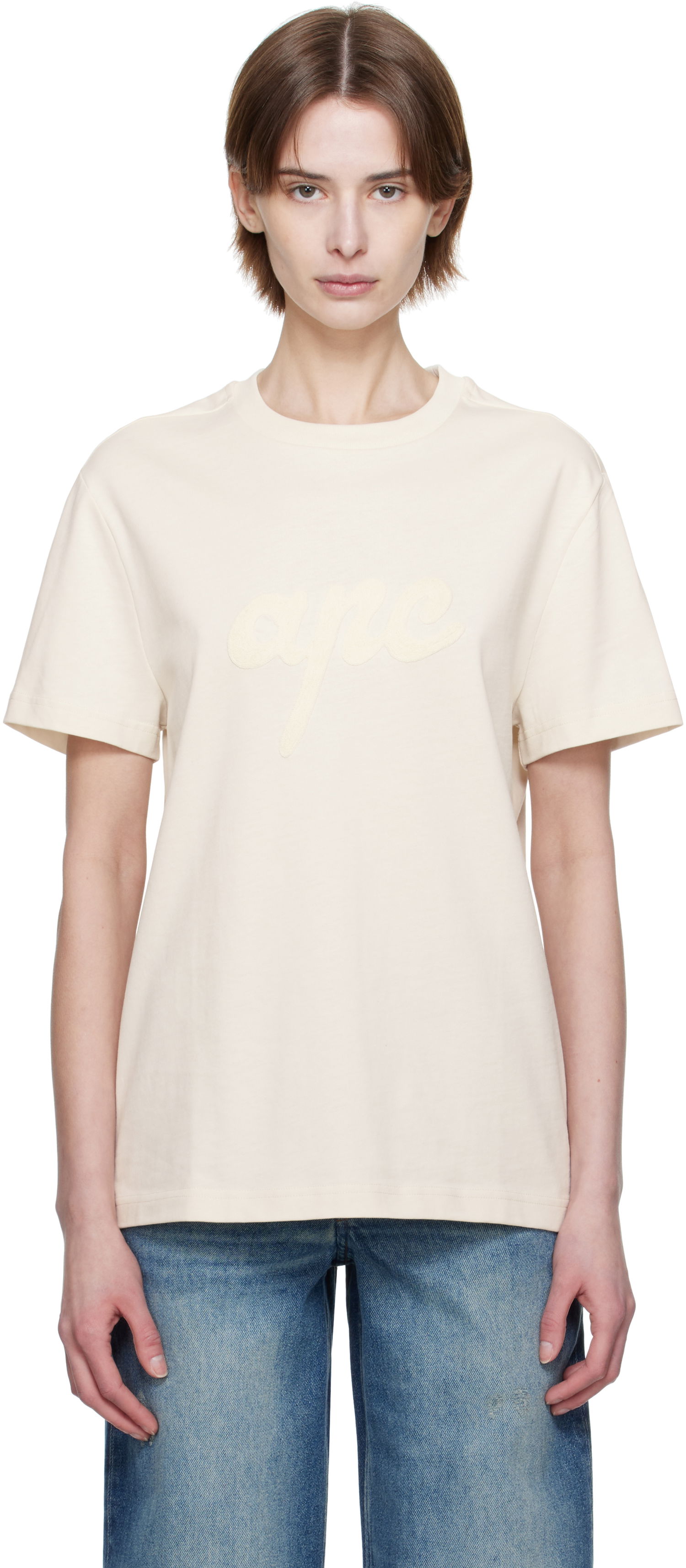 Тениска A.P.C. Lenny Embossed Logo T-shirt Бежово | COHGS-M26504, 0