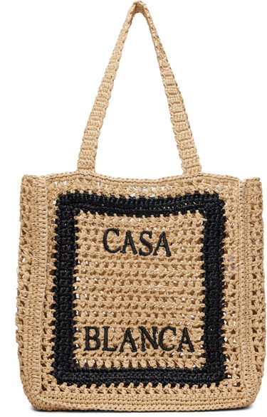 Голяма пазарска чанта Casablanca Casablanca Logo Raffia Tote Бежово | A-SP26-BAG-175-01, 0