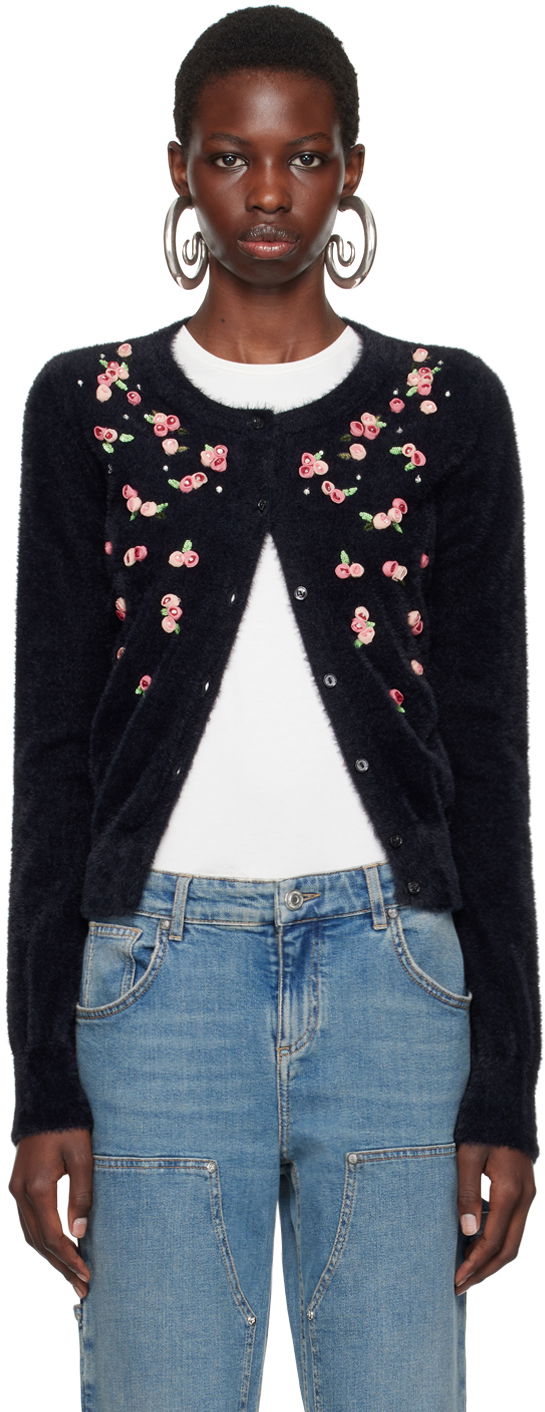 Пуловер Blumarine Embroidered Rose Cardigan Синьо | A422M485A