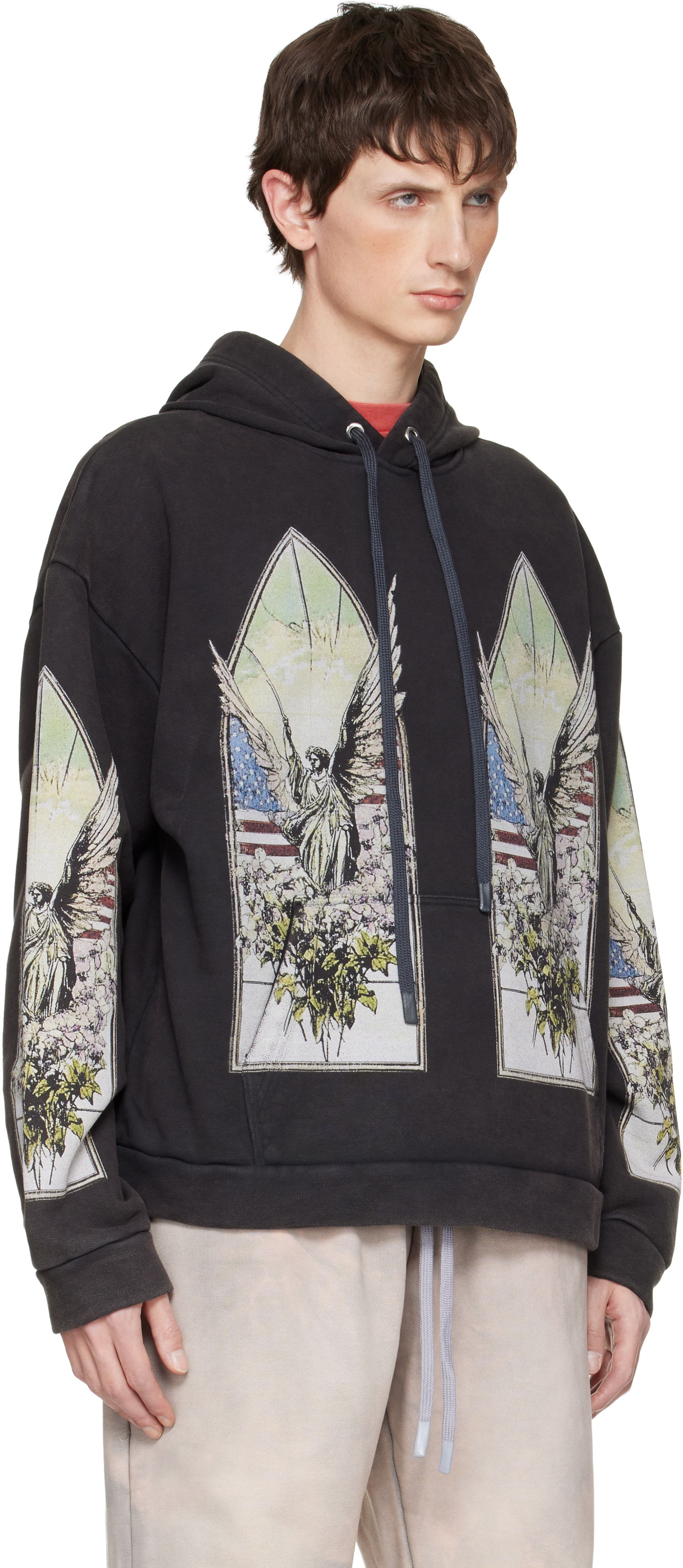 Суитчър Who Decides War Demo Stained-Glass Angel Print Hoodie Черно | 1110100002FW25, 1