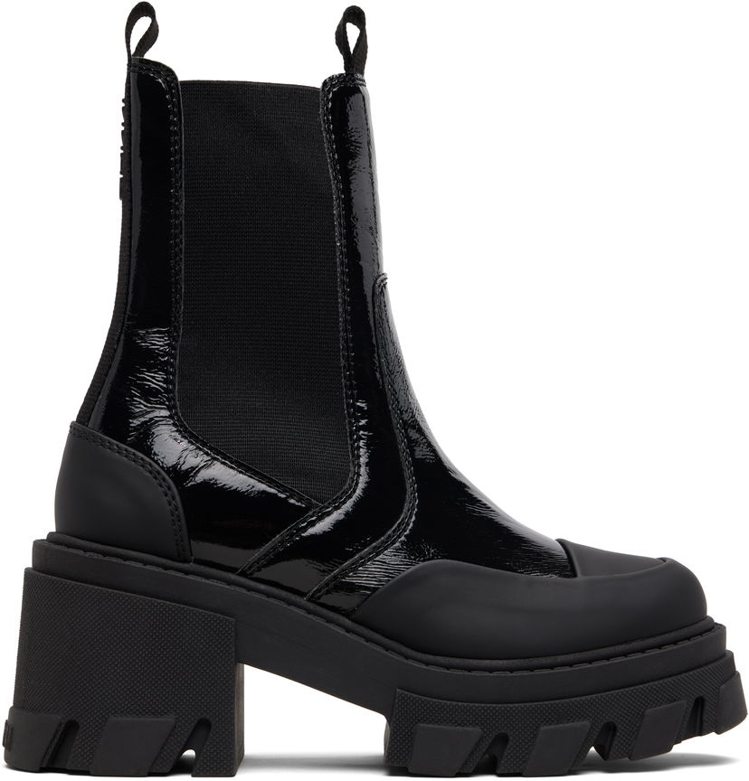 Кецове и обувки GANNI Cleated Heeled Mid Chelsea Boots Черно | S3239