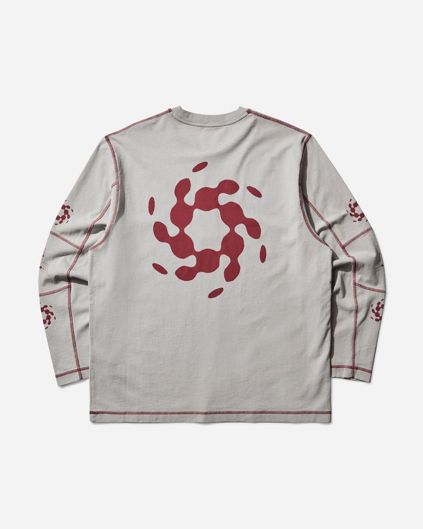 Тениска ROA Info Stitch Organic Longsleeve T-Shirt Сиво | RBMW0543JY56 GRY0004