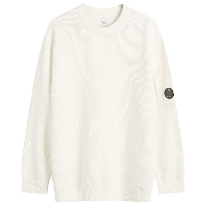 Пуловер C.P. Company Chenille Ribbed Knit Jumper, Size Large Бяло | 19CMKN017A-005558G-103