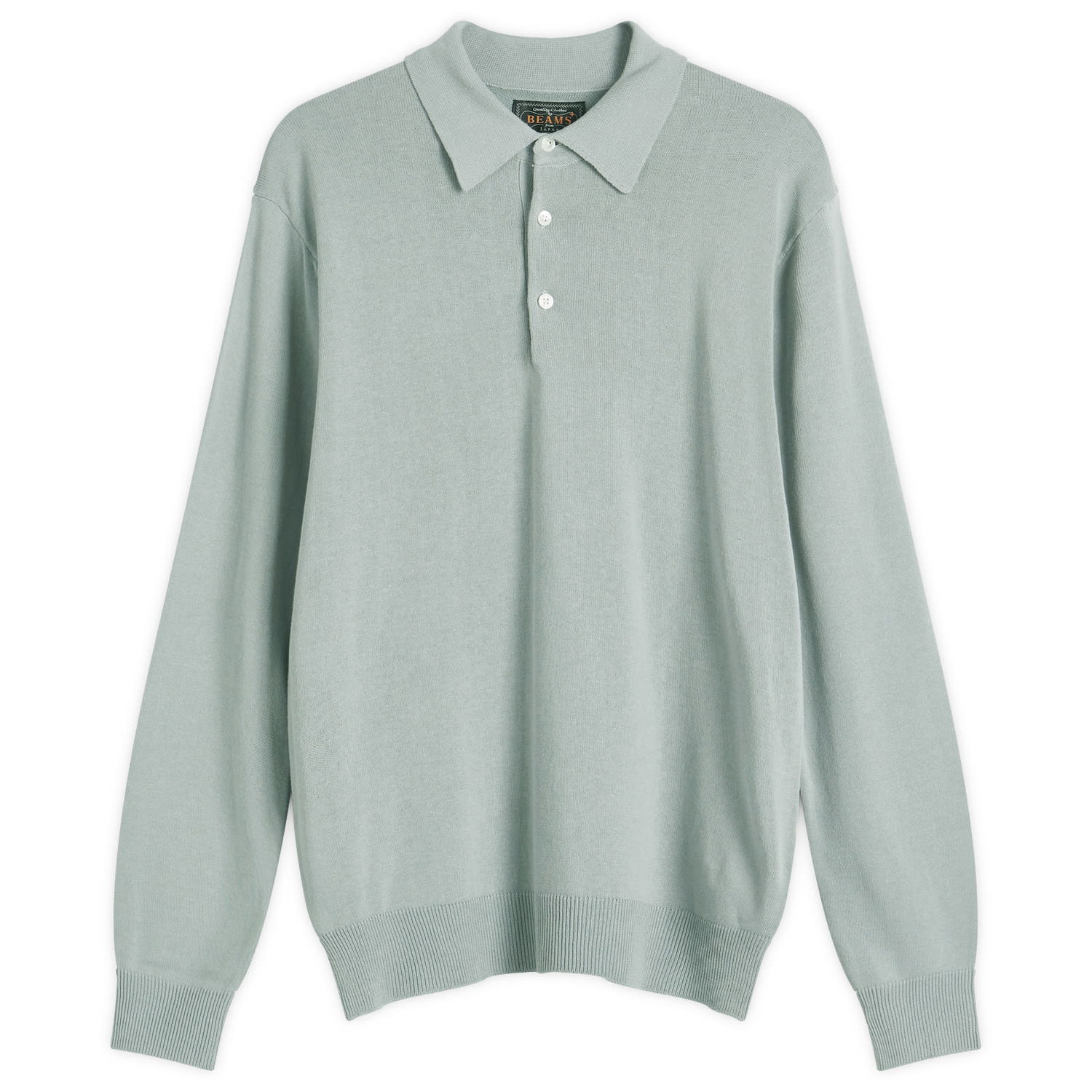 Поло тениска BEAMS 12g Knit Long Sleeve Polo Shirt, Size Large Зелено | 3812-0005-156-71, 0