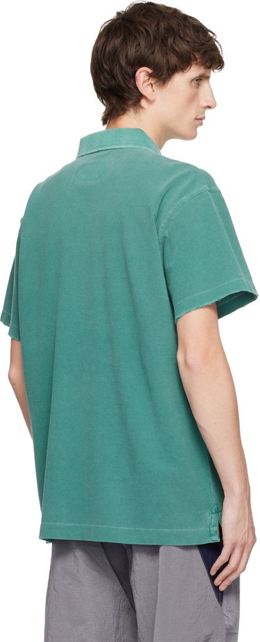 Поло тениска ERL ERL Faded Raw-Edge Polo Shirt Тюркоазено | ERL11T005, 2