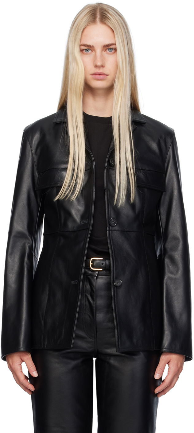 Яке TOTEME TOTEME Hourglass Leather Jacket Черно | 243-WRO0126-LE0065, 0