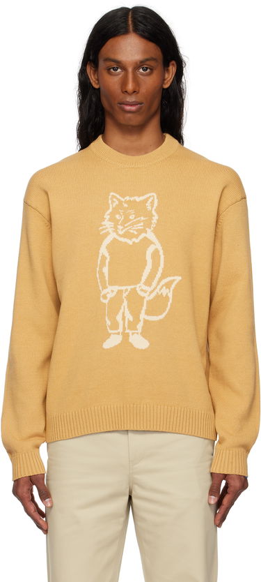 Пуловер MAISON KITSUNÉ Maison Kitsuné Dressed Fox Intarsia Sweater Жълто | OM00802KT1030, 0
