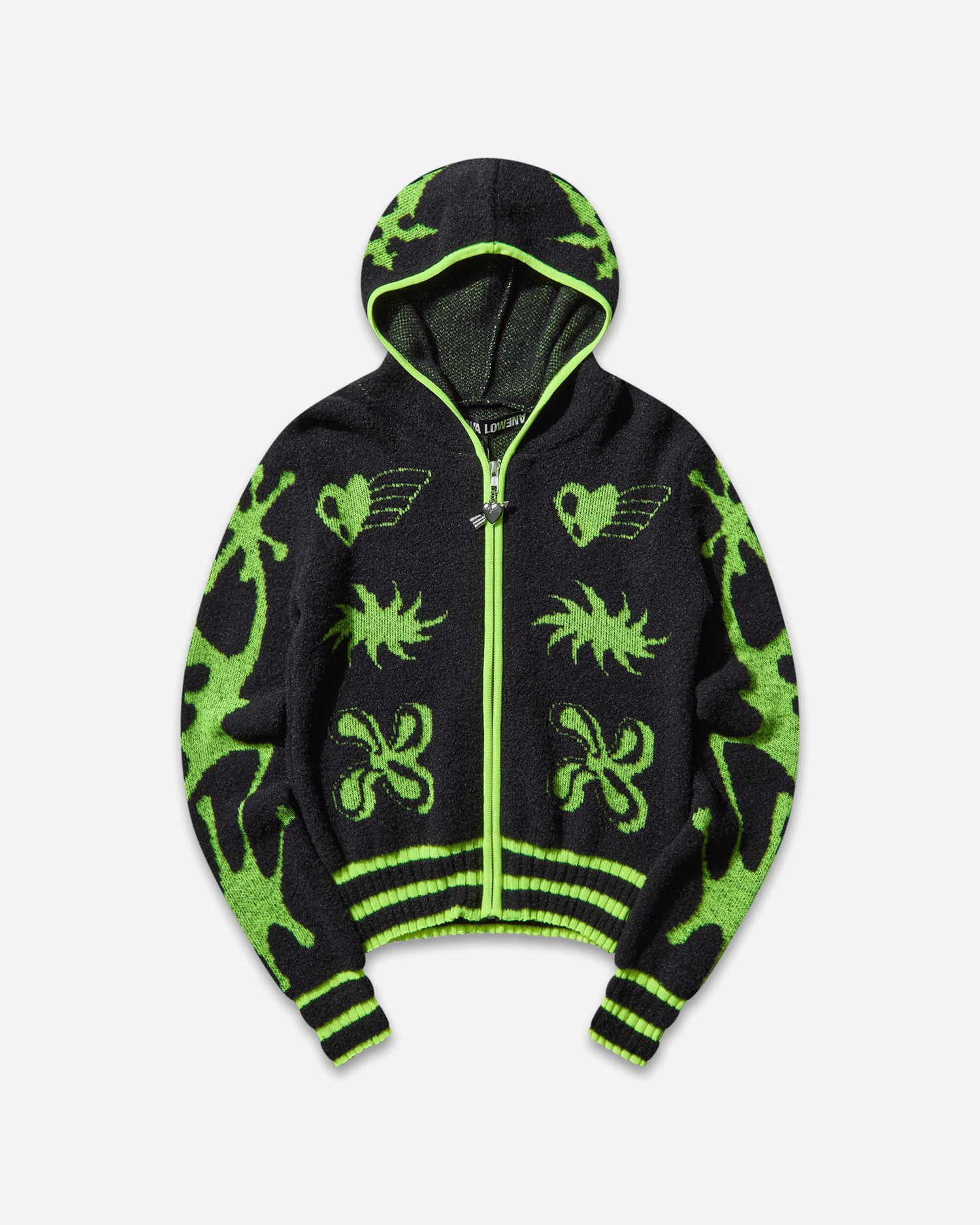 Пуловер Chopova Lowena Neon Cartoon Knit Cardigan Черно | 5257 BLCKYLLW, 1