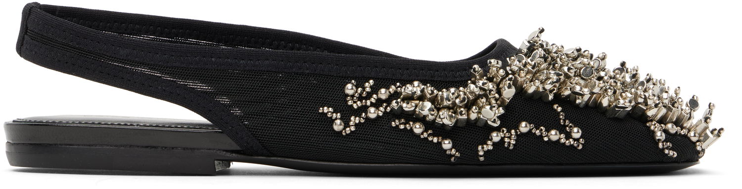 Аксесоари Dries Van Noten Dries Van Noten Embellished Mesh Slingback Ballerinas Черно | WS251-1617-800, 0