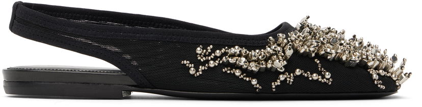 Аксесоари Dries Van Noten Dries Van Noten Embellished Mesh Slingback Ballerinas Черно | WS251-1617-800