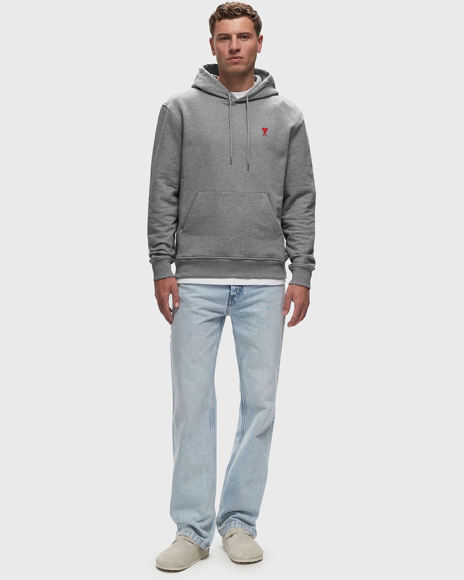 Суитчър AMI Small Heart Popover Hoody Сиво | BFUSW200-730-055, 1