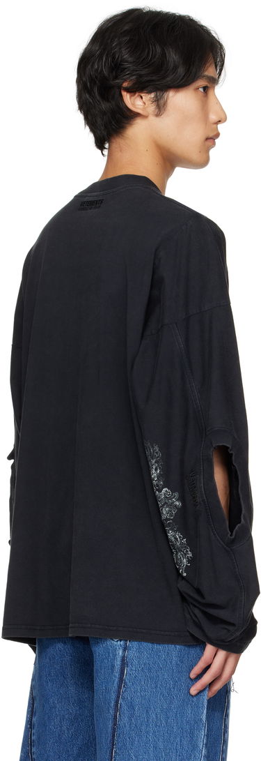 Тениска VETEMENTS Vetements Cradle of Filth 'Spirit' Cut-Up Longsleeve T-Shirt Черно | UCF76LS680M, 2