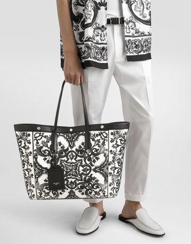 Голяма пазарска чанта Dolce & Gabbana Dolce & Gabbana Calfskin Shopping Bag with Shell Print Многоцветен | BM7806AG665IZ3TN, 1