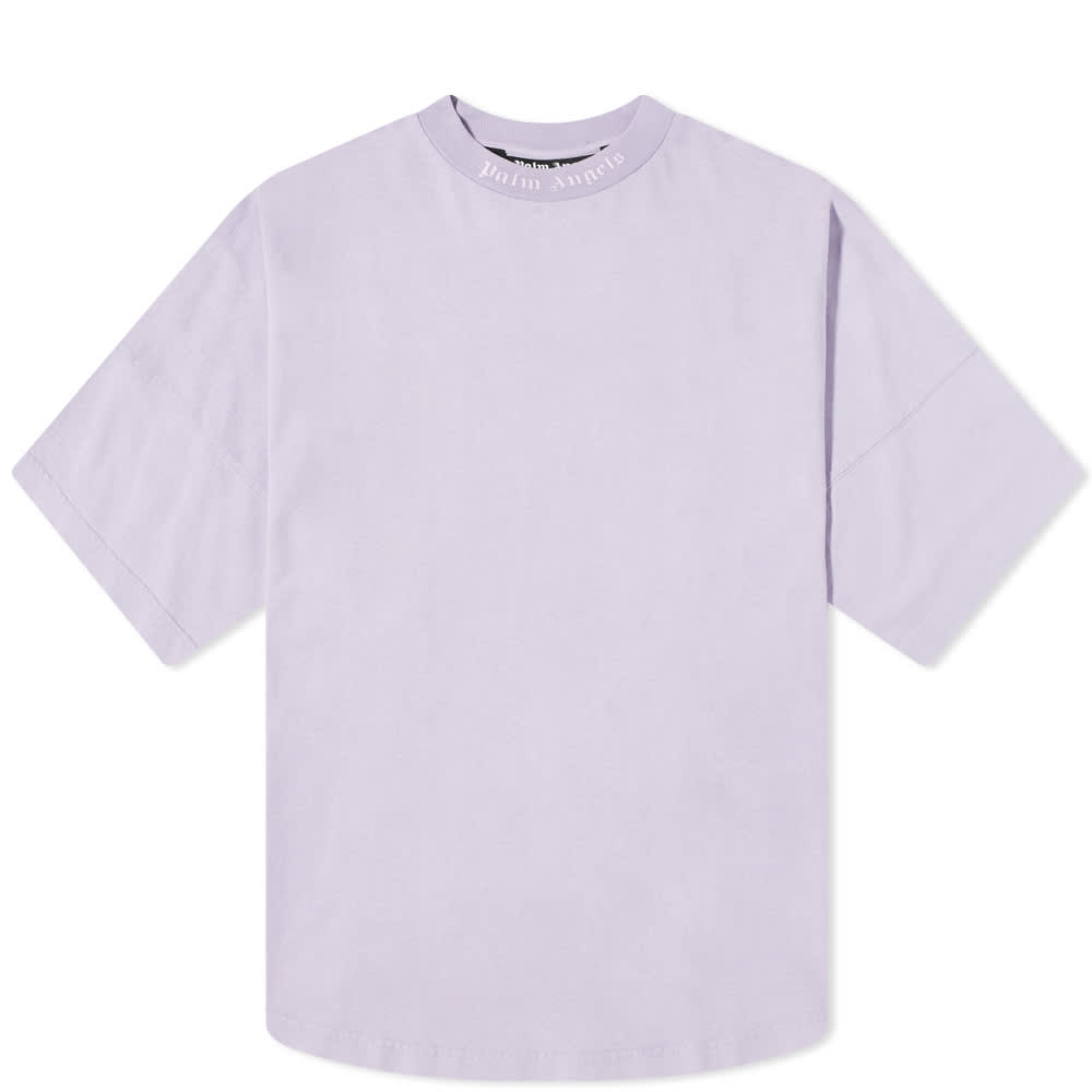 Тениска Palm Angels Garment Dyed Mock Neck Oversized Logo Tee Лилаво | PMAA002F21JER0033601, 0