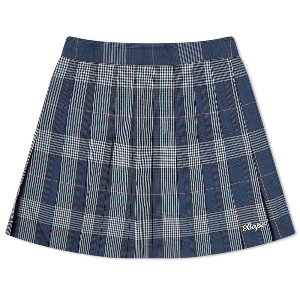 Пола BAPE Embroidery Check Pleated Skirt Тъмно синьо | 001SKI302002L-NVY, 0