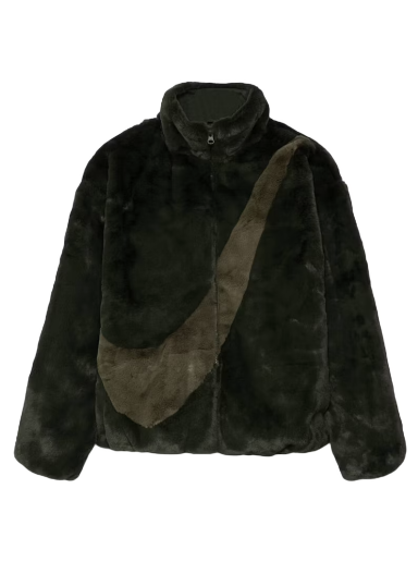 Яке Nike Faux Fur Oversized Swoosh Logo Jacket Черно | DO3791-335