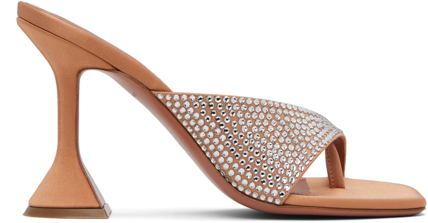 Грижа за обувките Amina Muaddi Amina Muaddi Shiona 95 Crystal-Embellished Heeled Thong Sandals Розово | SHIONA CRYSTAL SLIPPER, 0