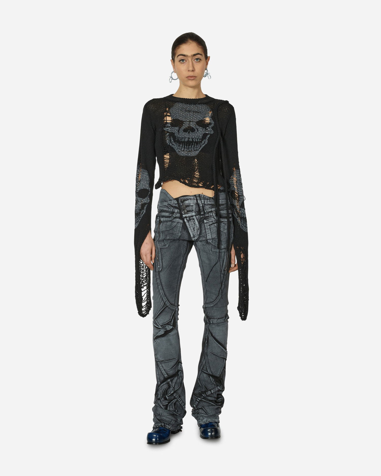 Пуловер Ottolinger Distressed Skull Knit Sweater Черно | 708203 BLACK, 0