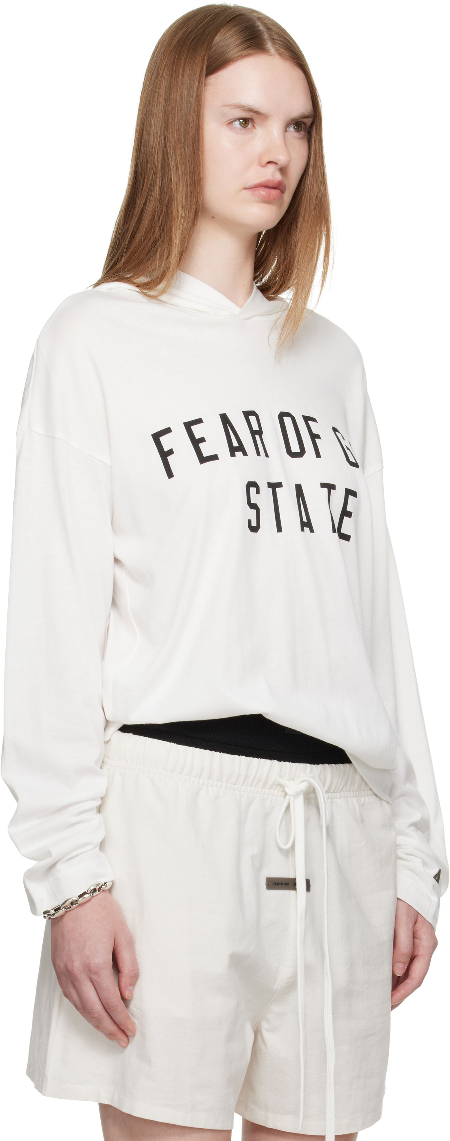 Суитчър Fear of God Fear of God ESSENTIALS Long Sleeve Hoodie Бяло | 125SP257174FW, 1
