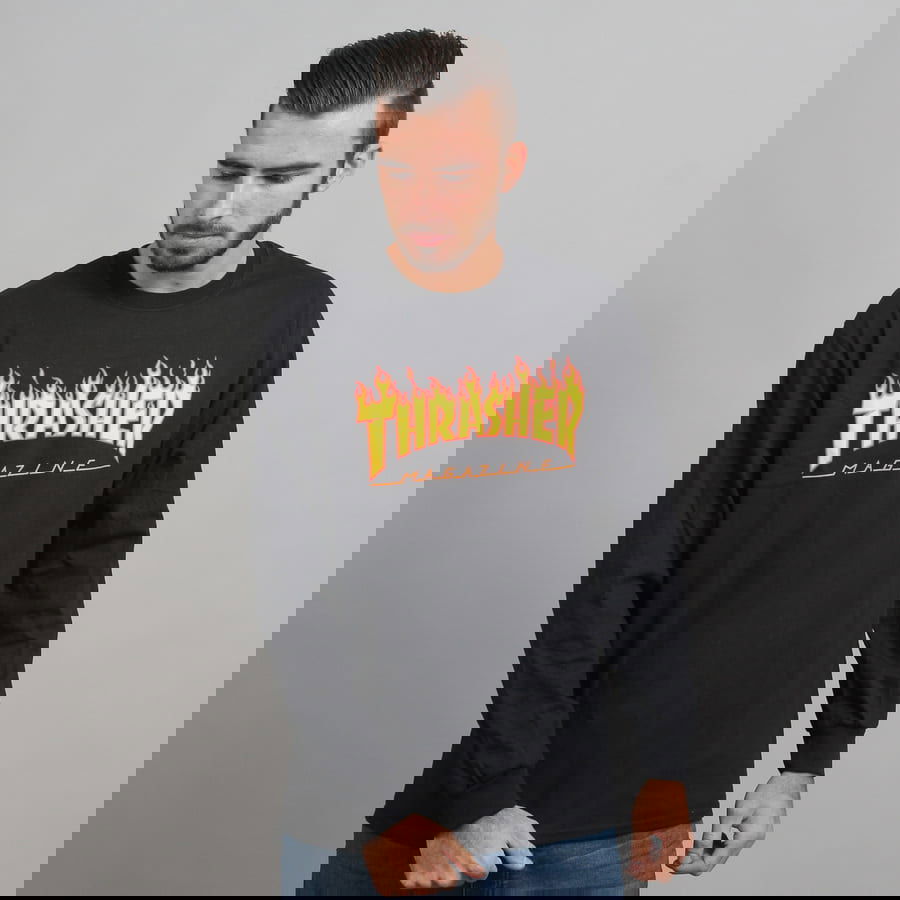Тениска Thrasher Flame Logo Tee Черно | 024771, 0