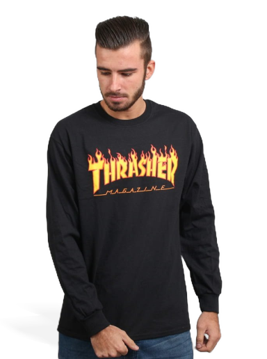 Тениска Thrasher Flame Logo Tee Черно | 024771