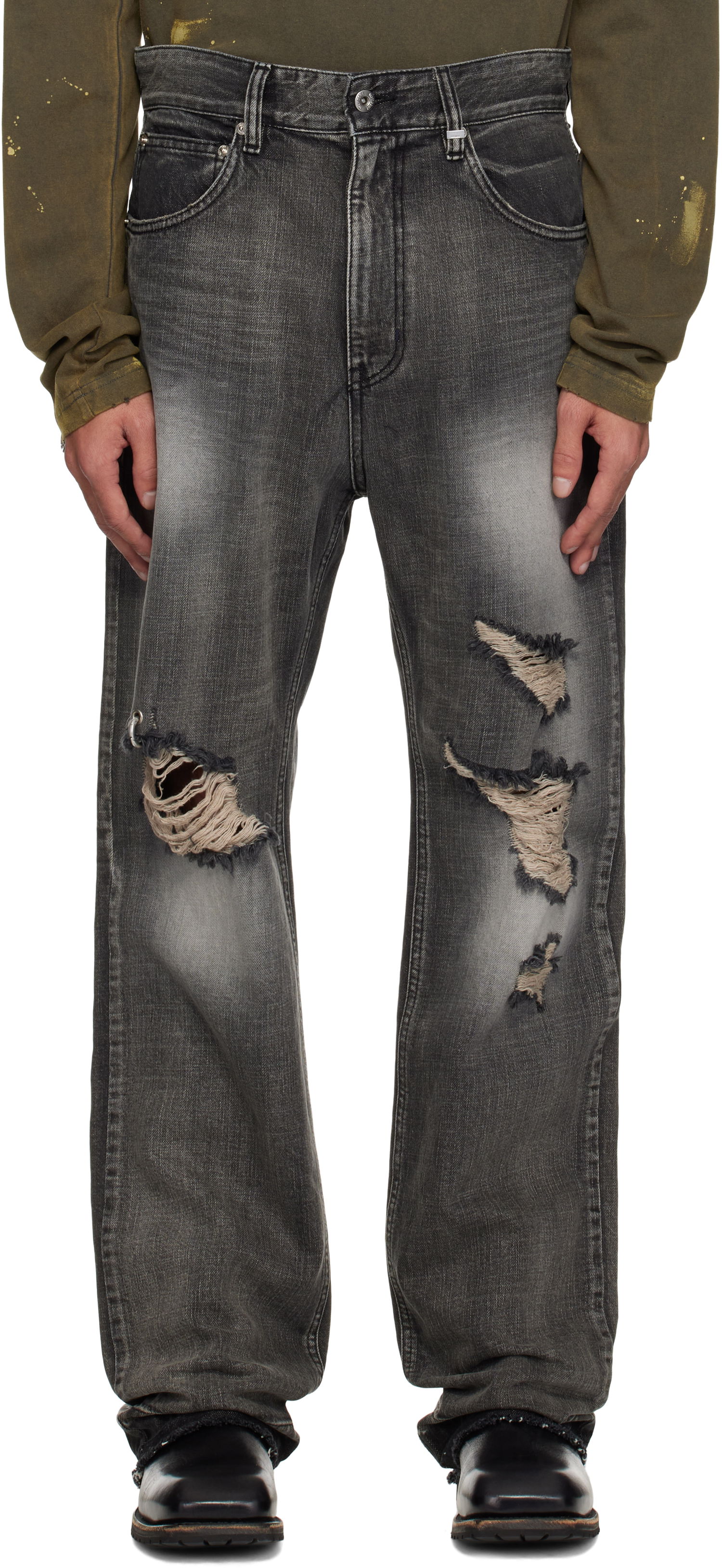 Дънки We11done We11done Ripped Jeans Сиво | WD-DP1-25-339-M-BK, 0