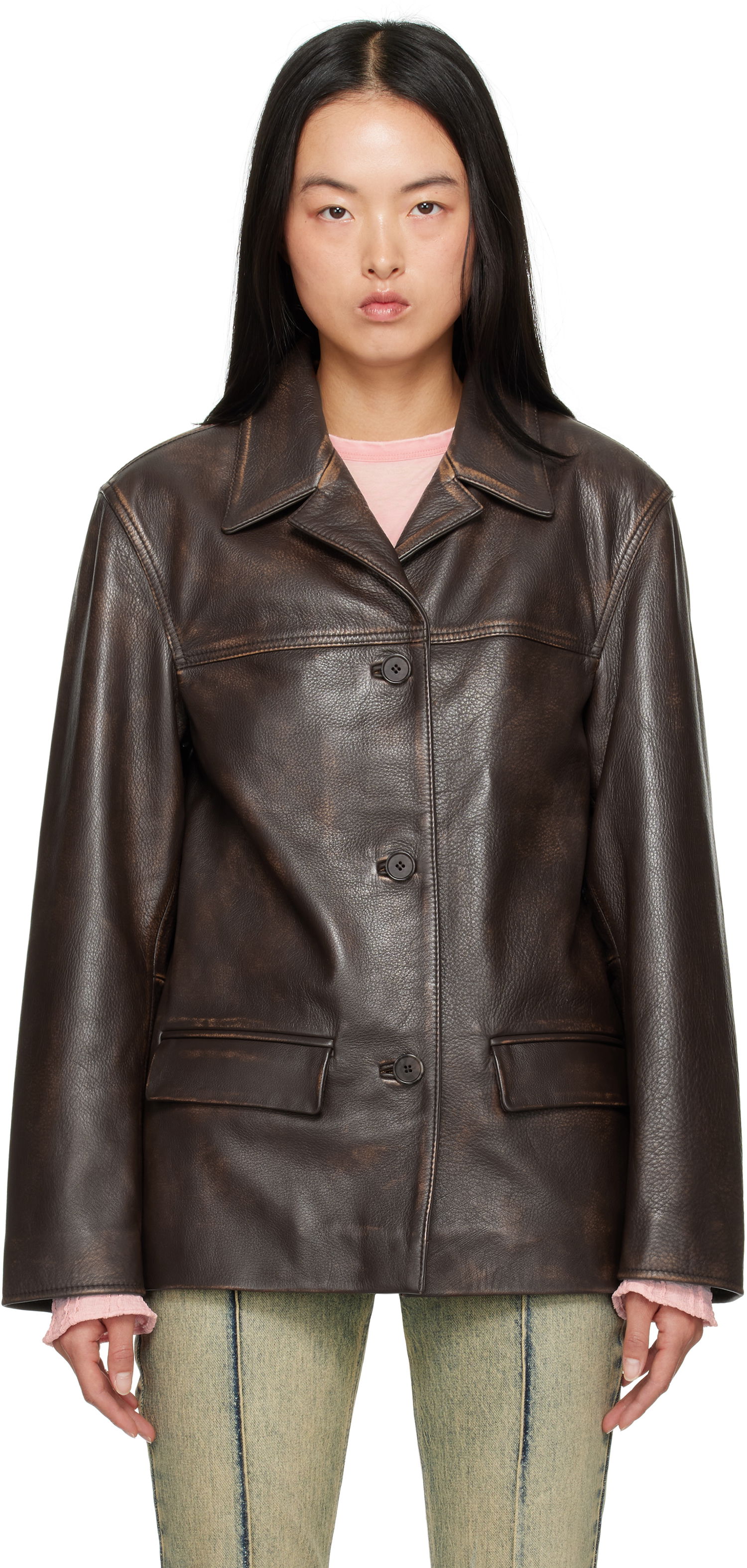 Яке GUESS Vintage Leather Jacket Кафяво | W4BN38L0U80, 0