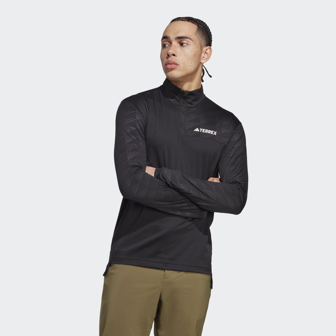 Суитчър adidas Performance Multi Half-Zip Long Sleeve T-Shirt Черно | HT9501, 1