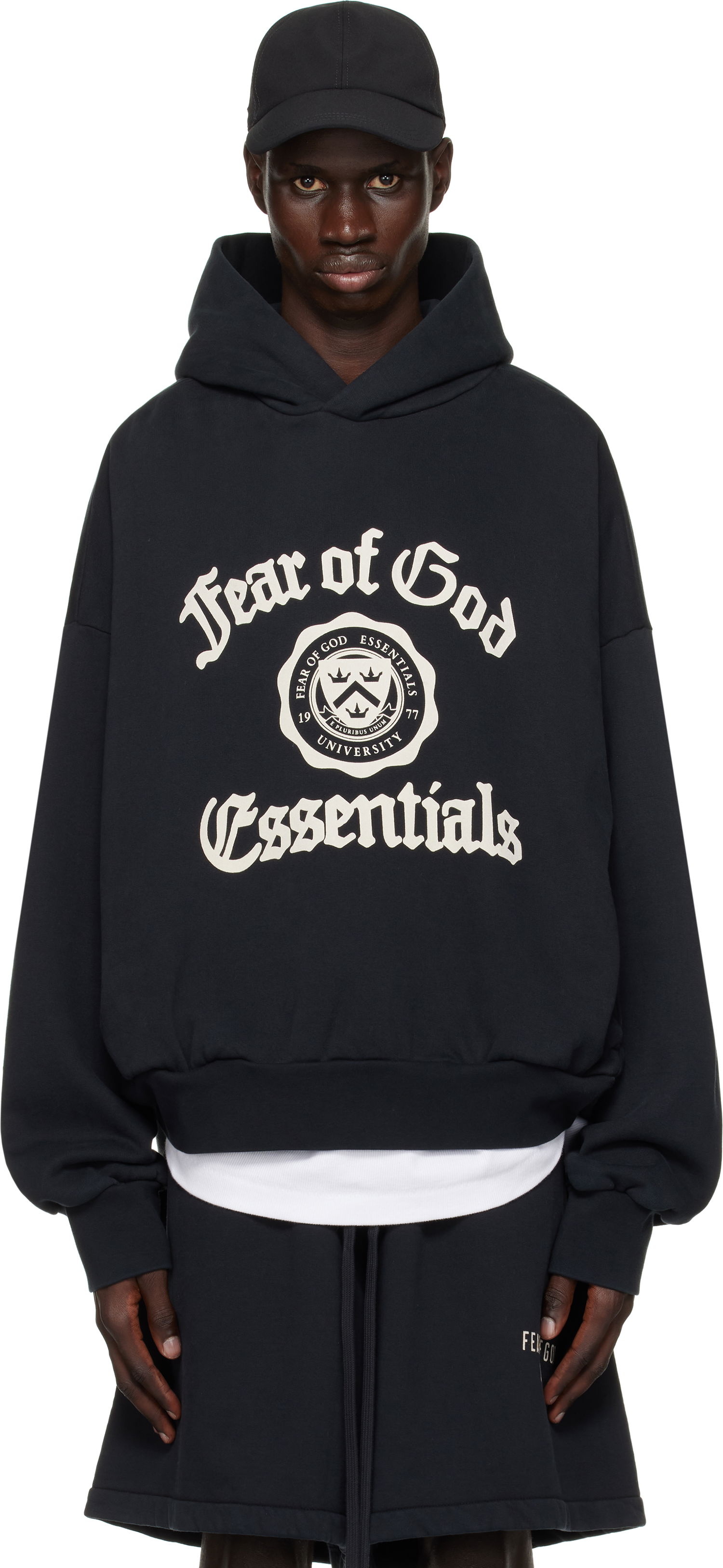 Суитчър Fear of God Fear of God ESSENTIALS Heavy Fleece Vintage Shrunken Hoodie Черно | 192HO246210F, 0