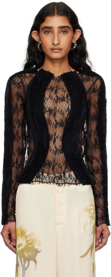 Тениски и потници Collina Strada Collina Strada Wavy Lace Top Черно | XX3303, 0