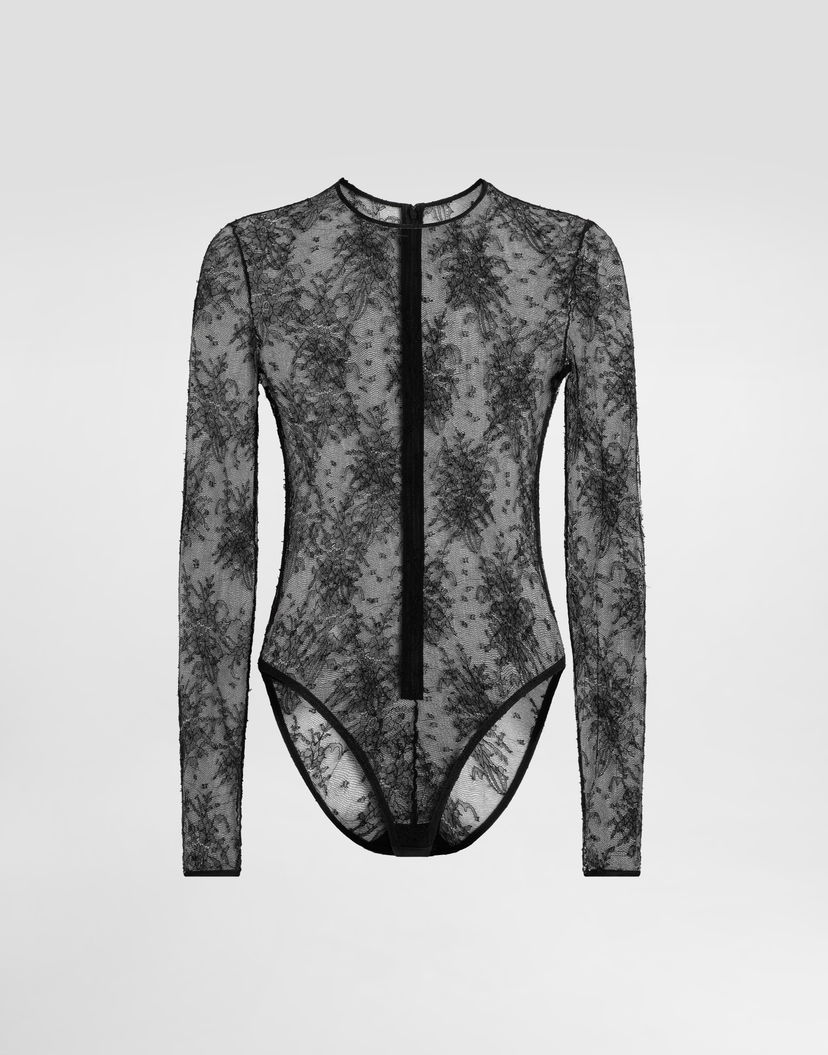 боди Dolce & Gabbana Dolce & Gabbana Chantilly Lace Bodysuit Черно | F79BPTFLREXN0000