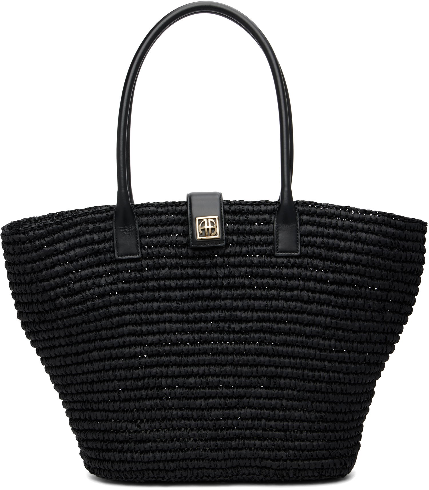 Голяма пазарска чанта Anine Bing Lou Monogram Woven Tote Черно | A-13-11223-BLK1, 0