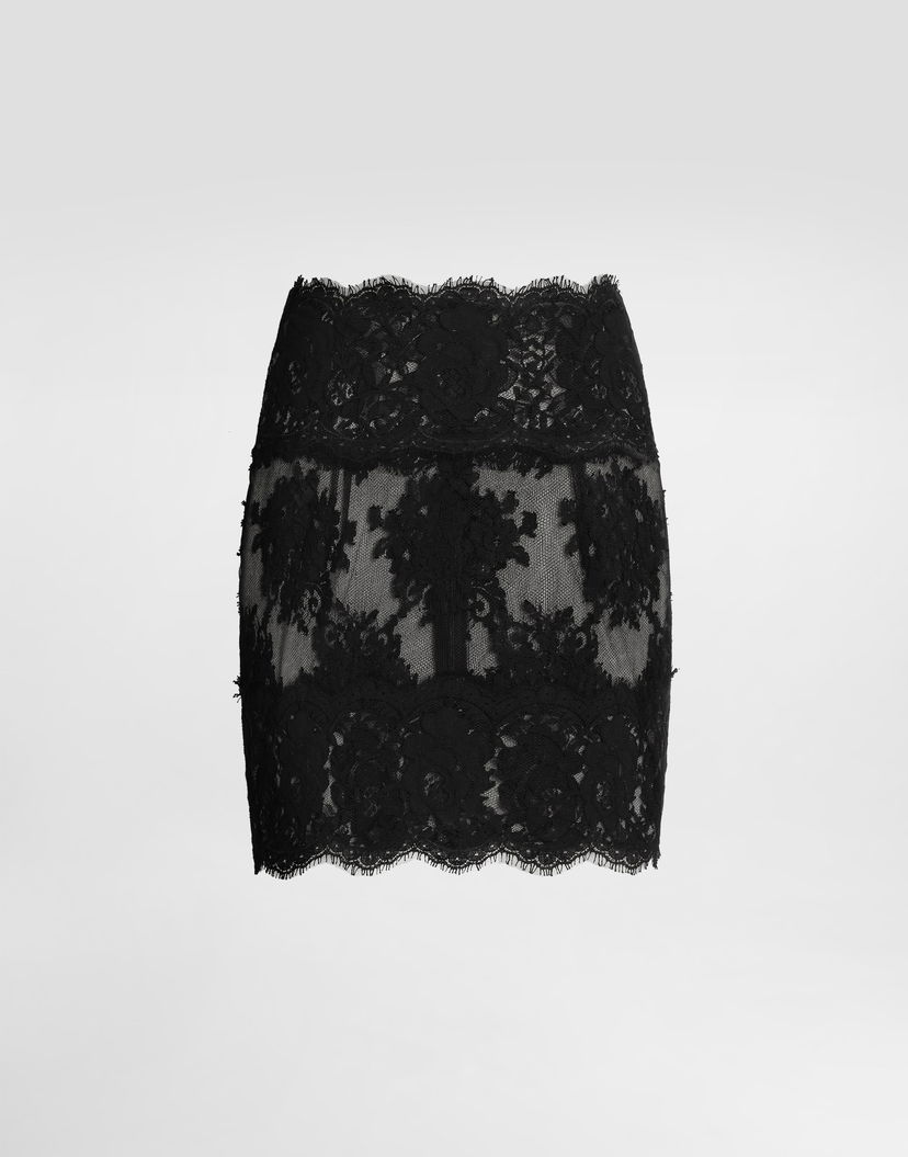 Пола Dolce & Gabbana Dolce & Gabbana Chantilly Lace Short Skirt 46 Черно | F4C7VTHLMO7N0000