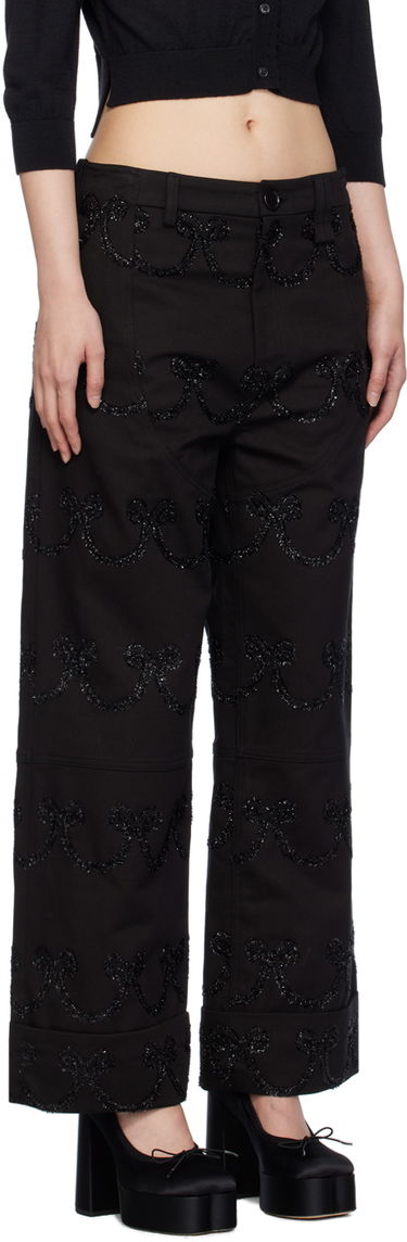 Панталони Simone Rocha Simone Rocha Patterned Wide-Leg Trousers Черно | 4101 1062, 1