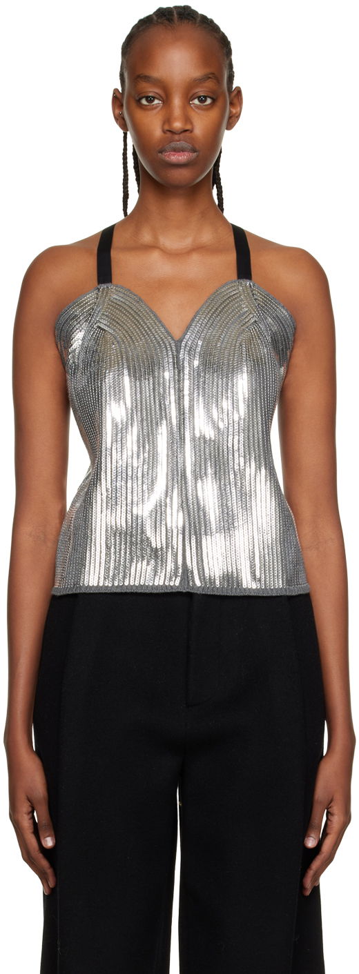 Сутиен We11done We11done Sequin Camisole Top Сиво | WD-KT3-22-656-W-SV, 0
