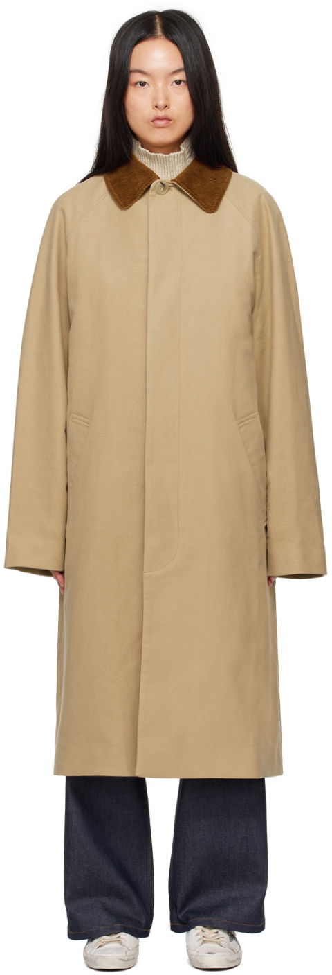 Палта A.P.C. Gaspad Corduroy Collar Long Coat Бежово | COHAK-M01548