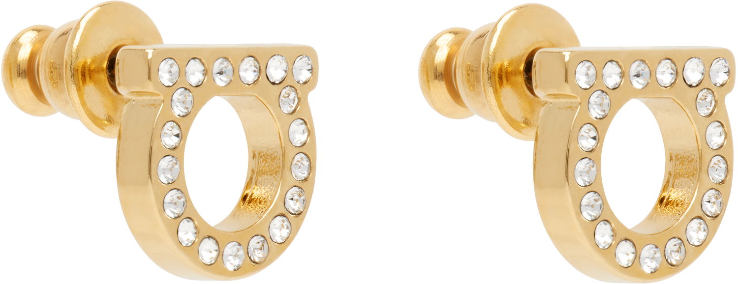 Обеци FERRAGAMO Salvatore Ferragamo Gancini Crystal Earrings Металик | 696576, 1