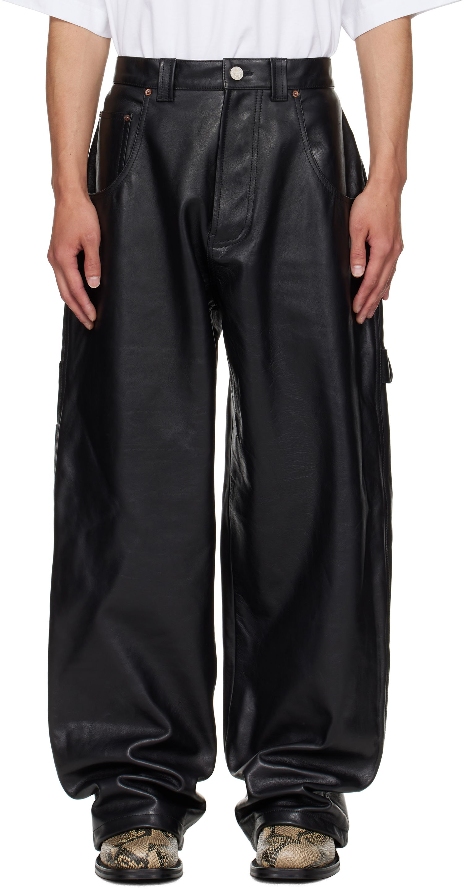Панталони VETEMENTS VETEMENTS Hip Hop Leather Pants Черно | UH76LP250B, 0